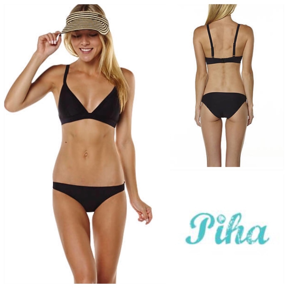 🔥Piha Black Bralette and Hipster Bikini Set NWT